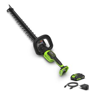 Greenworks HT2002 akkumul&aacute;toros s&ouml;v&eacute;nyv&aacute;g&oacute; akkuval &eacute;s t&ouml;ltővel